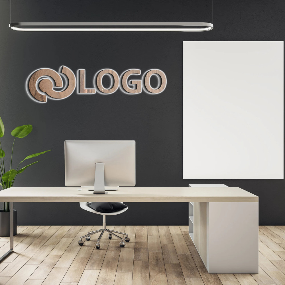 Insegna luminosa in legno